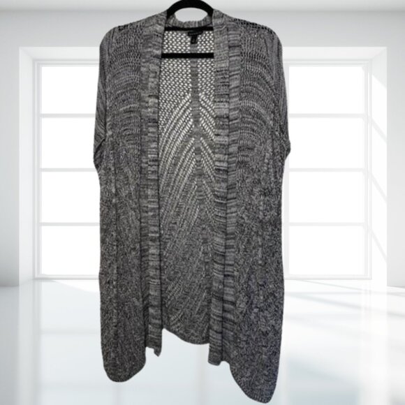 Torrid Sleeveless Long Open Knit Cardigan Sweater Gray Black Large L Plus Size - Picture 2 of 12